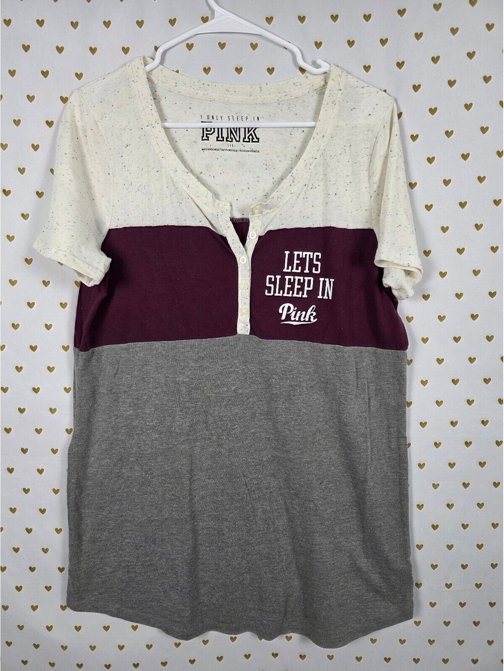 Victorias Secret PINK LETS SLEEP IN Nightgown Sleep Shirt LARGE